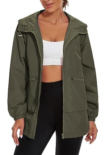 PESION Women's Waterproof Lightweight Raincoat with Pockets