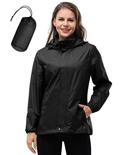 Women's Waterproof 33,000ft Rain Jacket with Hood for Golf & Hiking