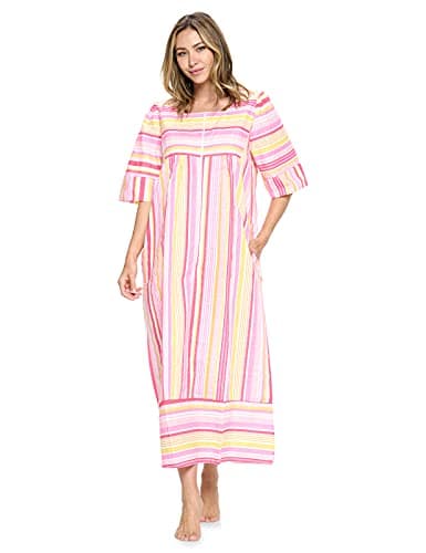 Casual Nights Women's Zip Front Woven House Dress