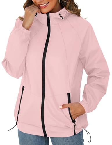 Women's Avoogue Waterproof Rain Jacket with Hood and Pockets S-3XL