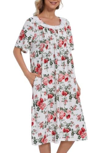COSUNIONY Soft Cotton Nightgowns for Women with Pockets