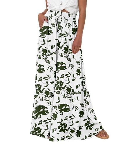 BTFBM Women's Summer Floral Wide Leg Palazzo Pants with Pocket