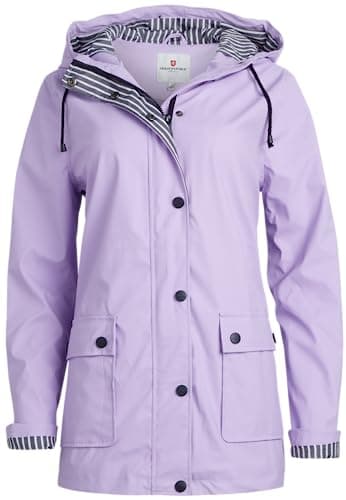 URBAN REPUBLIC Women's Water Resistant Rain Jacket with Pockets - S-3XL