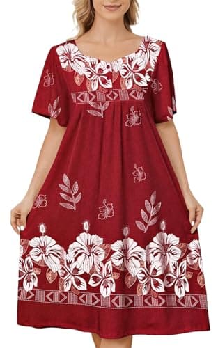 Women's Short Sleeve House Dress with Pockets
