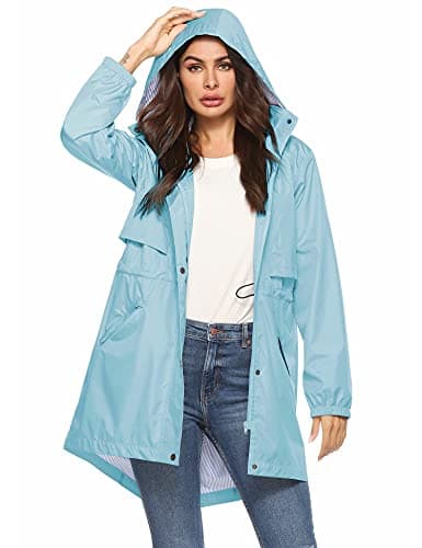 Womens Waterproof All-Weather Raincoat with Cinch Waist