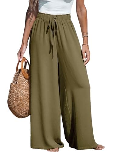 CUPSHE Women's High-Waisted Flowy Linen Palazzo Pants