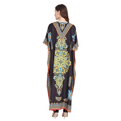 Oussum Plus Size Long Maxi Polyester Kaftan Gown for Casual Beach Party