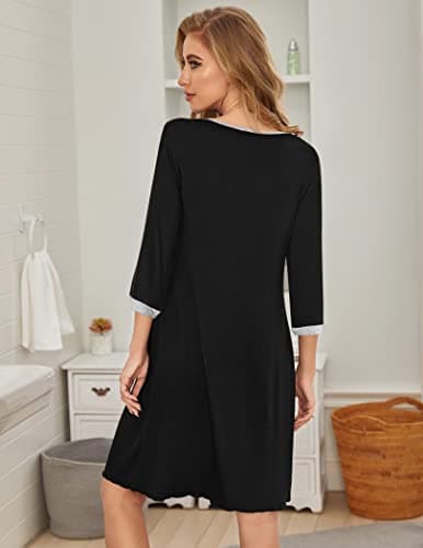 Ekouaer Women's Soft 3/4 Sleeve Nightgown Sleep Shirt S-3XL