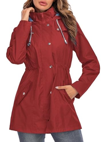 Kikibell Women's Striped Hooded Raincoat