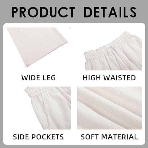 BCOFUI High-Waisted Linen Wide Leg Beach Pants