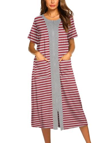 Ekouaer Soft Zipper Bathrobe for Women with Pockets
