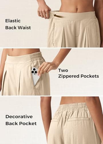 Willit Women's Linen Wide Leg Palazzo Pants with Pockets Summer Beach Casual