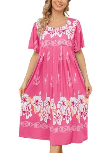 Hawaiian Muumuu House Dress with Pockets for Women