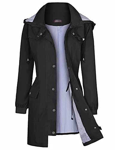 Bloggerlove Women's Lightweight Waterproof Raincoat with Hood S-XXL