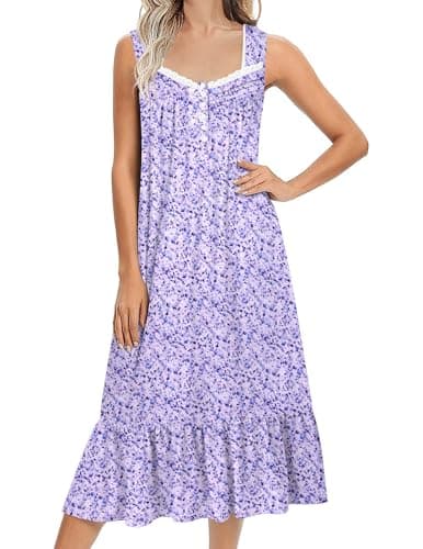Soft Victoria-style Long-Sleeve Nightgown for Women S-XXXL
