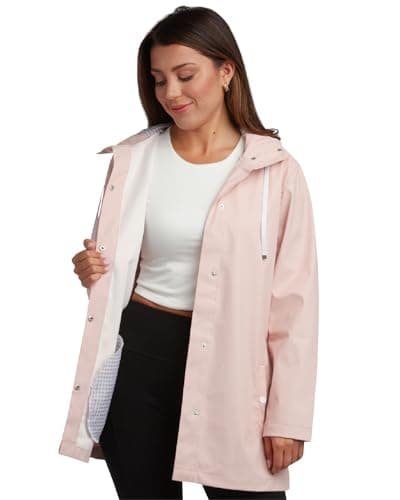 Big Chill Womens Lightweight Waterproof Rain Coat - Hooded Slicker Jacket (S-XL, 1X-3X)