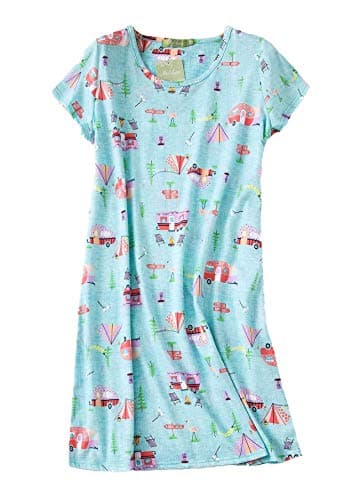 PNAEONG Women's Cotton Short Sleeve Nightgown Casual Print Sleepdress