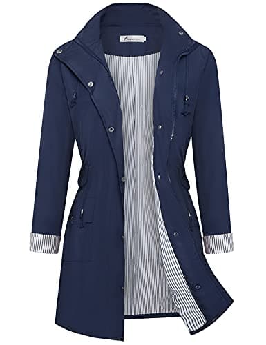 Twinklady Women's Waterproof Striped Rain Jacket