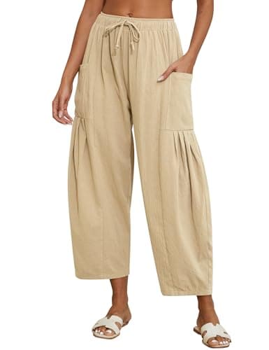 Marvmys Women's Lightweight Boho Linen Pants with Pockets