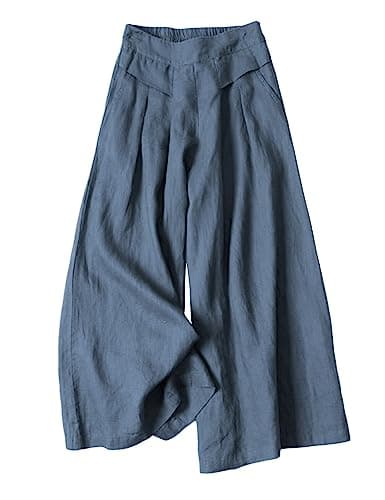 Bianstore Women's Culottes Wide Leg Pants with Pockets Elastic Waist