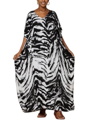 IMAGEKOPE Plus Size Vneck Batwing Dress for Women Bathing Suit Cover up Moroccan Caftan Dresses