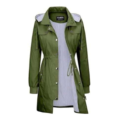 Yeabeda Women's Waterproof Raincoat with Hood Lightweight Windbreaker