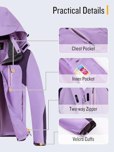 SaphiRose Women's Lightweight Waterproof Raincoat with Removable Hood