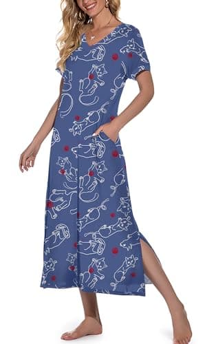 Women's Long Nightgown with Pockets
