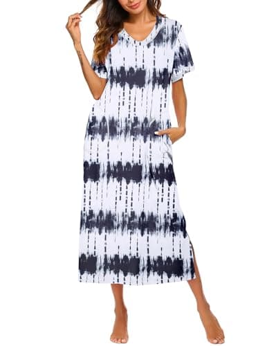 Ekouaer Women's Full-Length Short Sleeve Nightgown