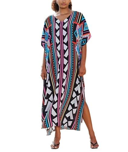 IMAGEKOPE Plus Size Vneck Batwing Dress for Women Bathing Suit Cover up Moroccan Caftan Dresses