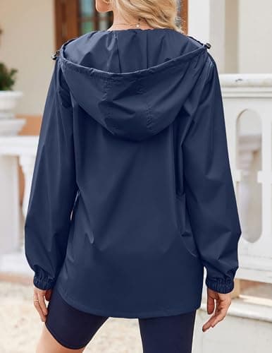 Zeagoo Women's Waterproof Rain Jacket with Hood - Lightweight Windbreaker Coated with Pockets