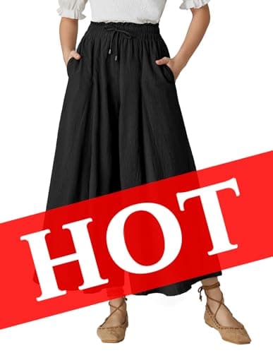 Scarlet Darkness Women's High Waist Wide Leg Linen Pants with Pockets
