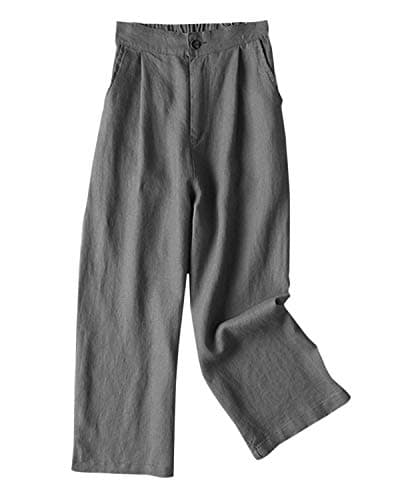 Aeneontrue Women's 100% Linen Cropped Palazzo Pants Trendy Summer Outfits