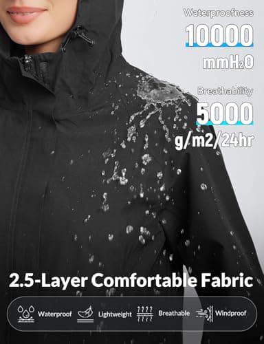 Baleaf Womens Waterproof Hooded Rain Jacket for Hiking Travel