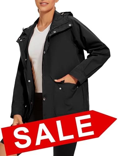 PESION Women's Waterproof Lightweight Raincoat with Pockets