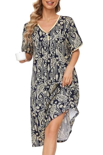 Soft Cotton Nightgowns for Women with Pockets
