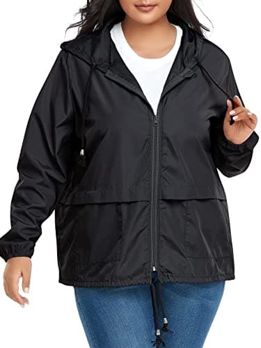 Century Star Plus Size Women's Waterproof Rain Jacket with Hood