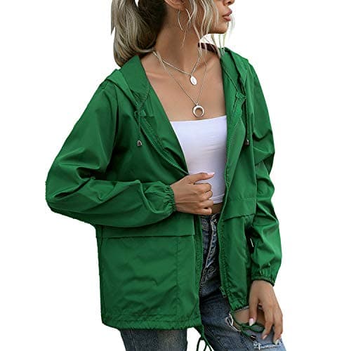 PESION Women's Waterproof Raincoat with Hood and Pocket