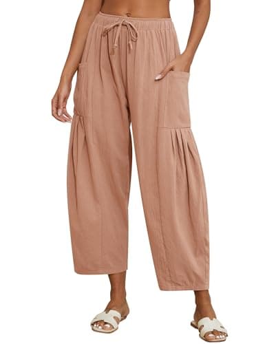 Marvmys Women's Lightweight Boho Linen Pants with Pockets