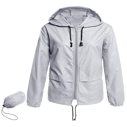 Zando Plus Size Women's Waterproof Hooded Raincoat Light & Packable