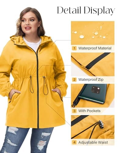 Hanna Nikole Women's Plus Size Long Hooded Raincoat