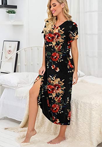 Women's Long Nightgown with Pockets