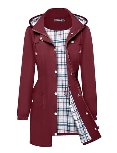 Women's Lightweight Raincoat | S-XXL Plaid Hooded Waterproof:Trench Coat by Bloggerlove
