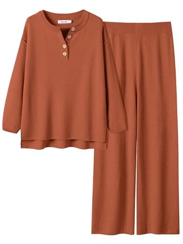 ANRABESS Women Oversized Waffle Knit Sweater Lounge Set 2025 Fall Trends