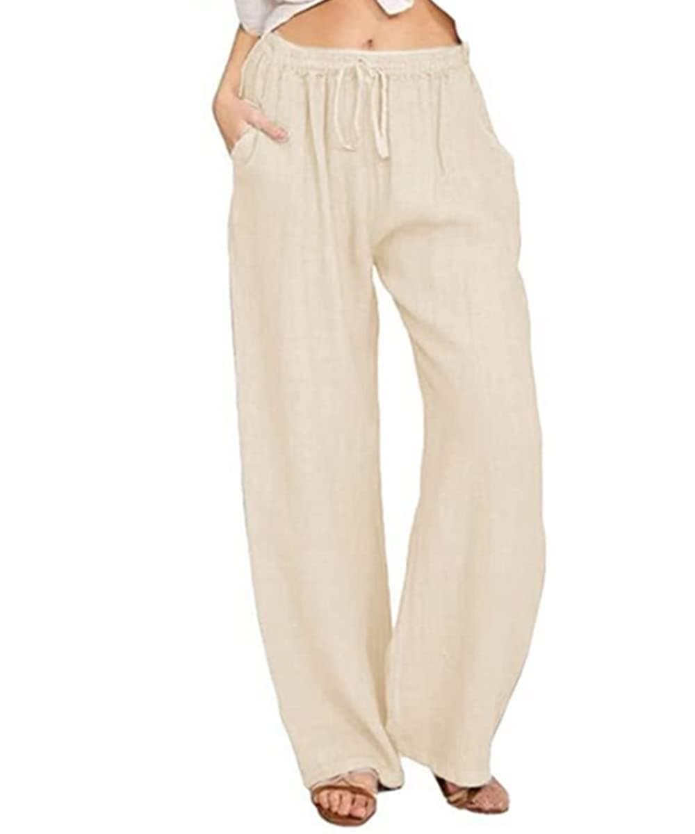 Yoeasy Women's High-Waisted Cotton Linen Drawstring Pants