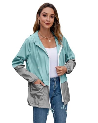 Hount Women's Lightweight Waterproof Hooded Raincoat Packable Outdoor Jacket (S-3XL)