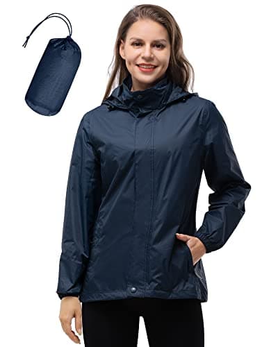 Women's Waterproof 33,000ft Rain Jacket with Hood for Golf & Hiking