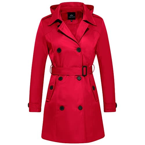 FARVALUE Women's Waterproof Trench Coat with Removable Hood
