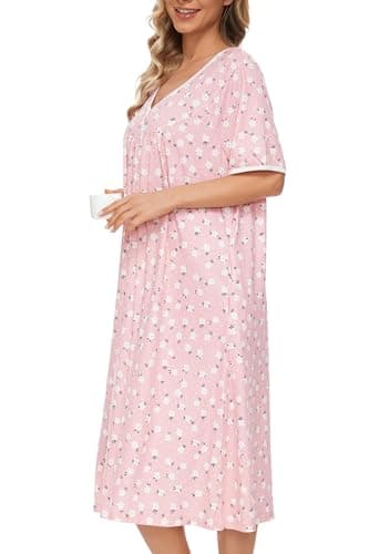 Soft Cotton Nightgowns for Women with Pockets