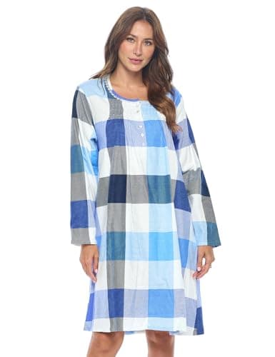 Women's Casual Flannel Floral Long Sleeve Nightgown